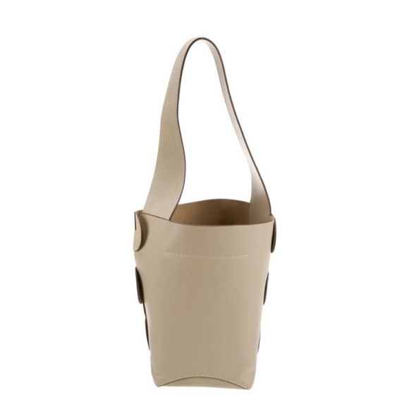 NEW! Cult Gaia Diya Suede & Leather Shoulder Bag in Mushroom - Picture 6 of 11